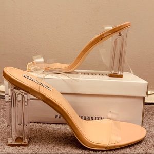Transparent Nude High Heel. Chunky Clear Heel.